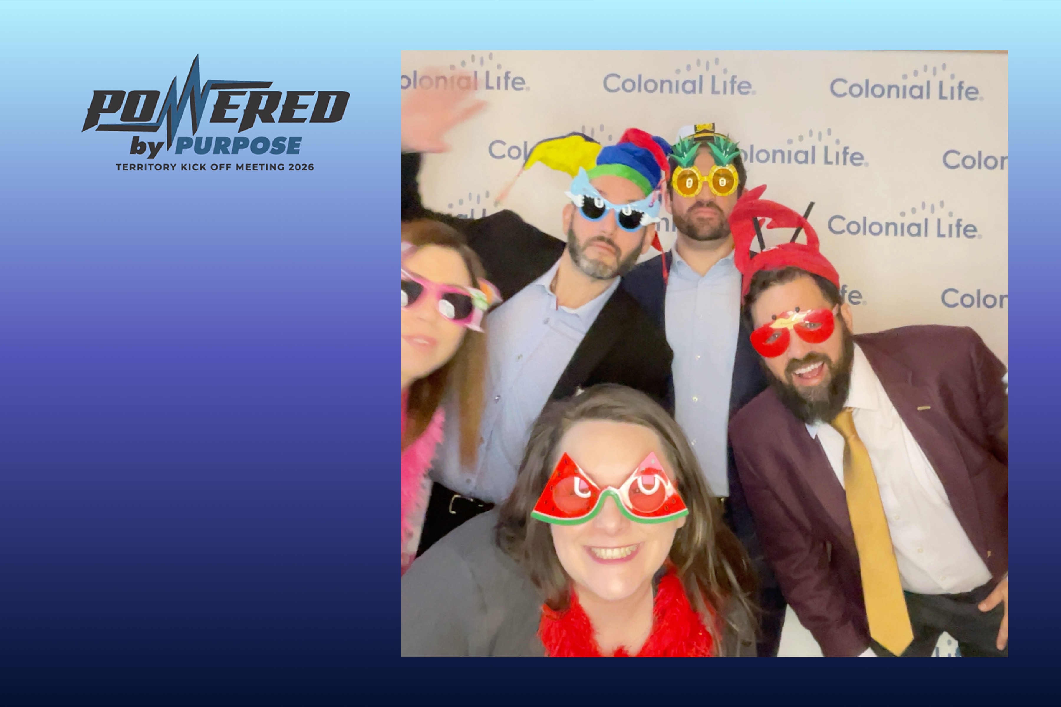 Colonial Life branded group photo from a Popcam activation